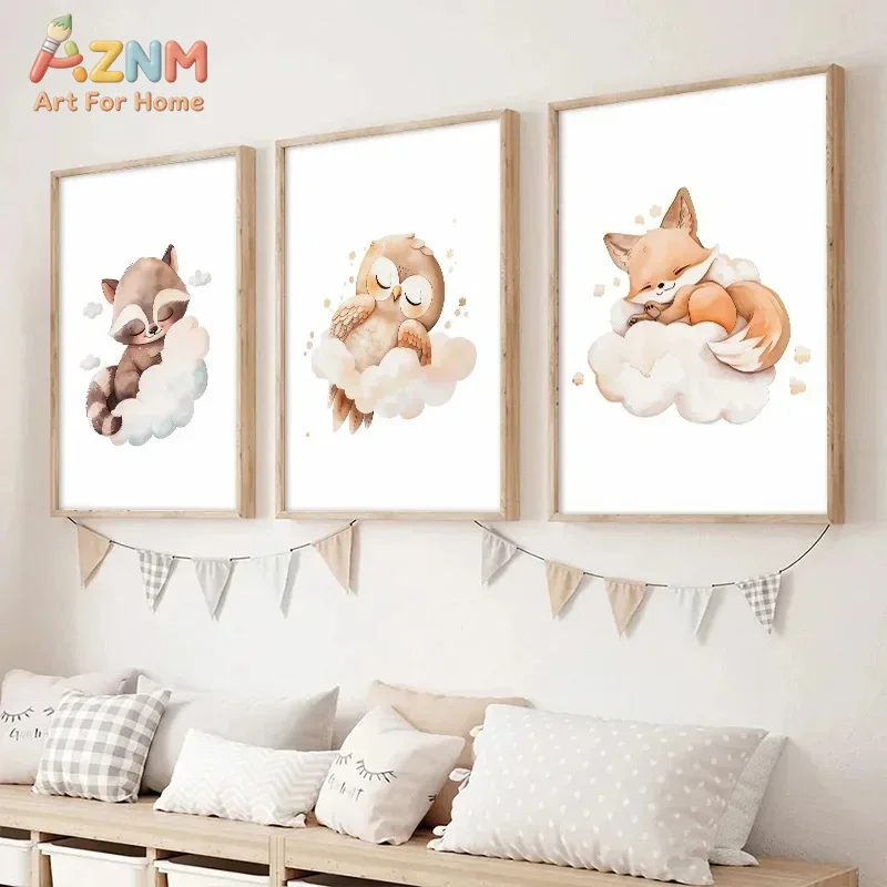AZNM Aquarell-Schlaf-Waldtier- – Baby Nursery Frames Bewertung und Preis